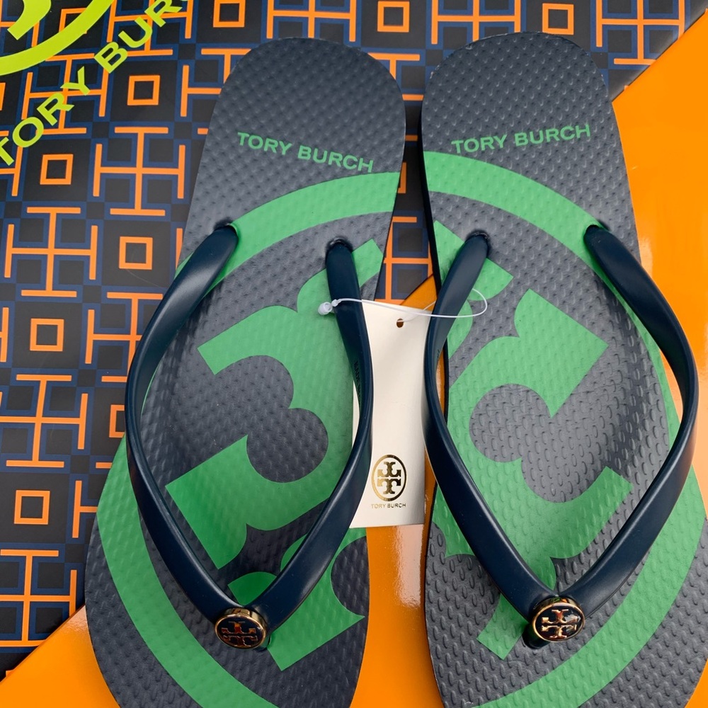 NWT Tory Burch Emory Flip Flop Flat Logo Sandals - Picture 4 of 12